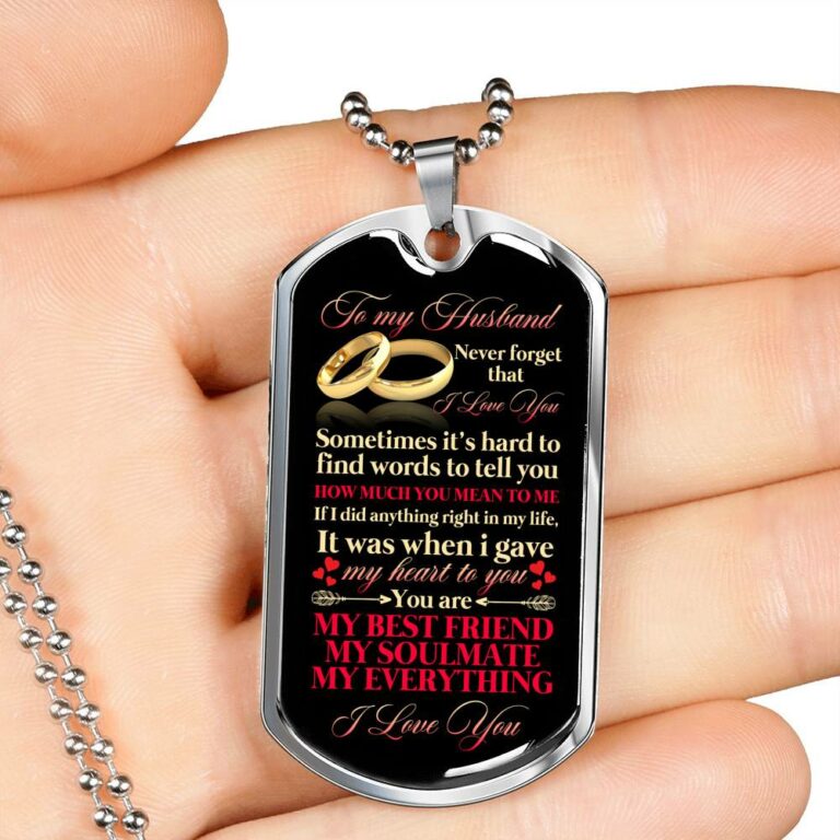 To My Husband Sometimes It's Hard To Find Words To Tell you How Much I Love You Dog Tag Pendant Necklace - Dog Tag (Silver)