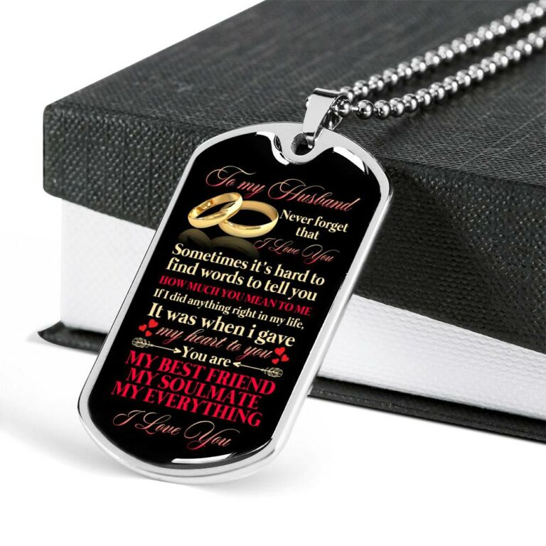 To My Husband Sometimes It's Hard To Find Words To Tell you How Much I Love You Dog Tag Pendant Necklace - Dog Tag (Silver)