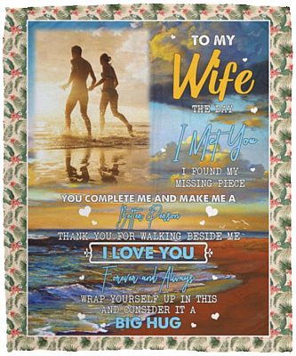 Personalized Photo To My Wife Blanket, White, Cozy Plush Fleece Blanket - 50x60