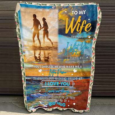 Alternative view of Personalized Photo To My Wife The Day I Met You I Found My Missing Piece Fleece Blanket - Mink Sherpa Blanket