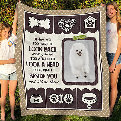 Alternative view of Custom Photo When It's Too Hard to Look Back and You're Too Afraid Dog Owner Fleece - Mink Sherpa - Woven Blanket