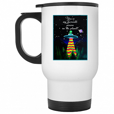 14 oz. White Travel Mug