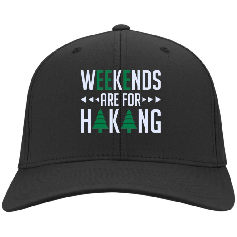 Weekends Hiking, Black, Twill Cap