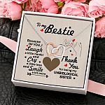 To My Badass Bestie Laugh Cry Smile Thank You Being My Unbiological Soul Sister Interlocking Hearts Necklace