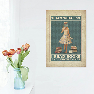 Alternative view of Vintage That's What I Do I Read Books And I Know Things Framed Canvas Prints - Girl Loves Book Unframed Poster