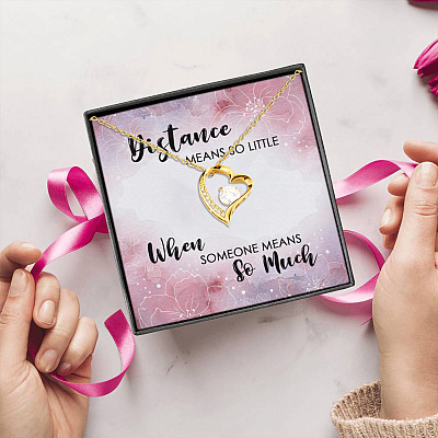 Distance Means So Little When Someone Means So Much Forever Love Heart Pendant Necklace