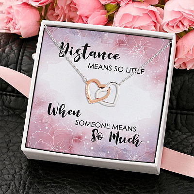 Alternative view of Distance Means So Little When Someone Means So Much Interlocking Hearts Pendant Necklace