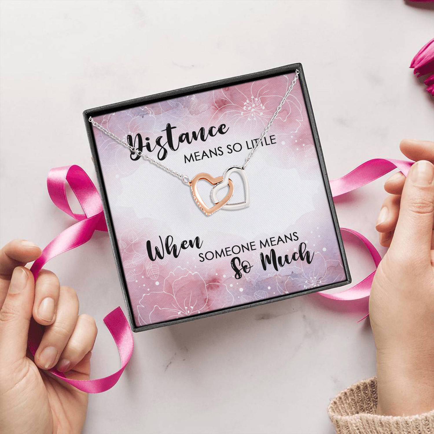 9Th. Distance Means So Little message card(4) Interlocking Hearts Necklace 5