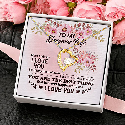 Alternative view of To My Wife When I Tell You I Love You Remind You That You Are The Best Thing Forever Love Heart Pendant Necklace