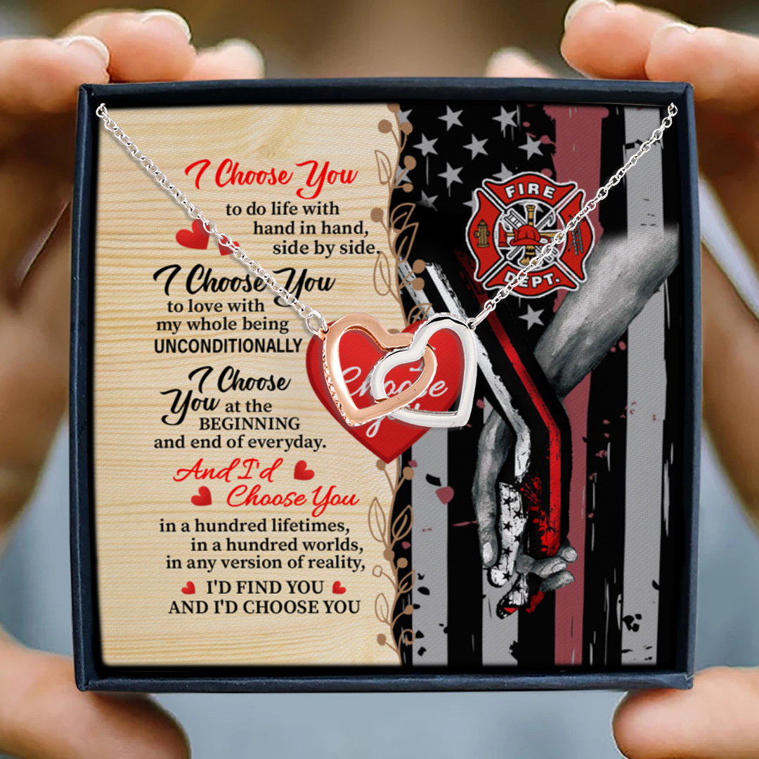 6KT. I Choose You Firefighter (7) Interlocking Hearts Necklace 3