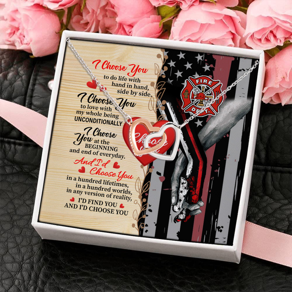 6KT. I Choose You Firefighter (7) Interlocking Hearts Necklace 4