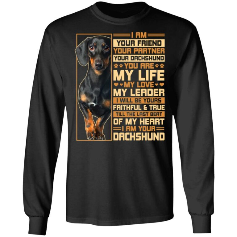 Friend Your Partner Your Dachshund, Black, Long Sleeve