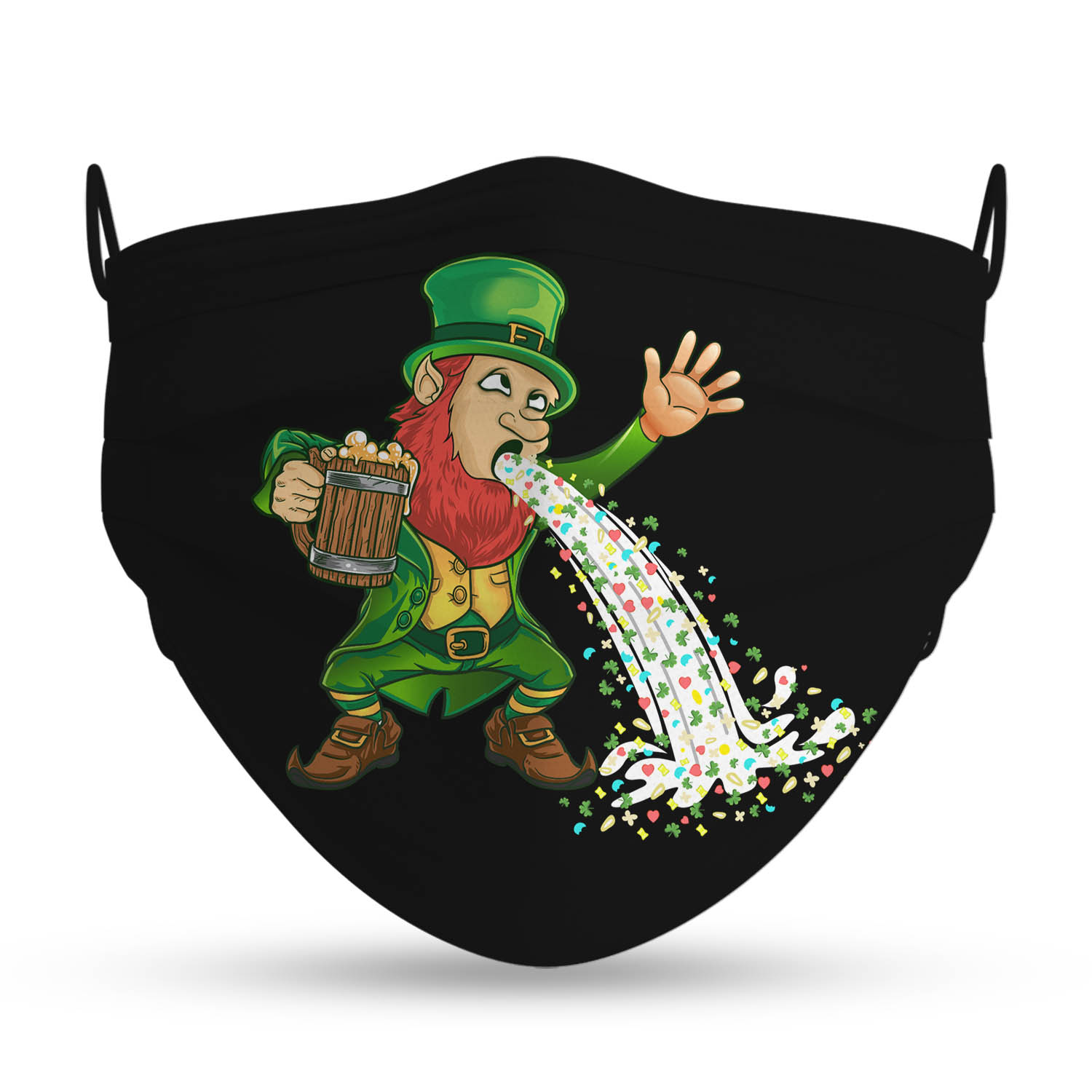 Puking Drunk Leprechaun Face Mask