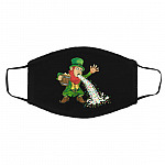 Puking Drunk Leprechaun Washable, Black, Cloth Face Cover – Medium/Large