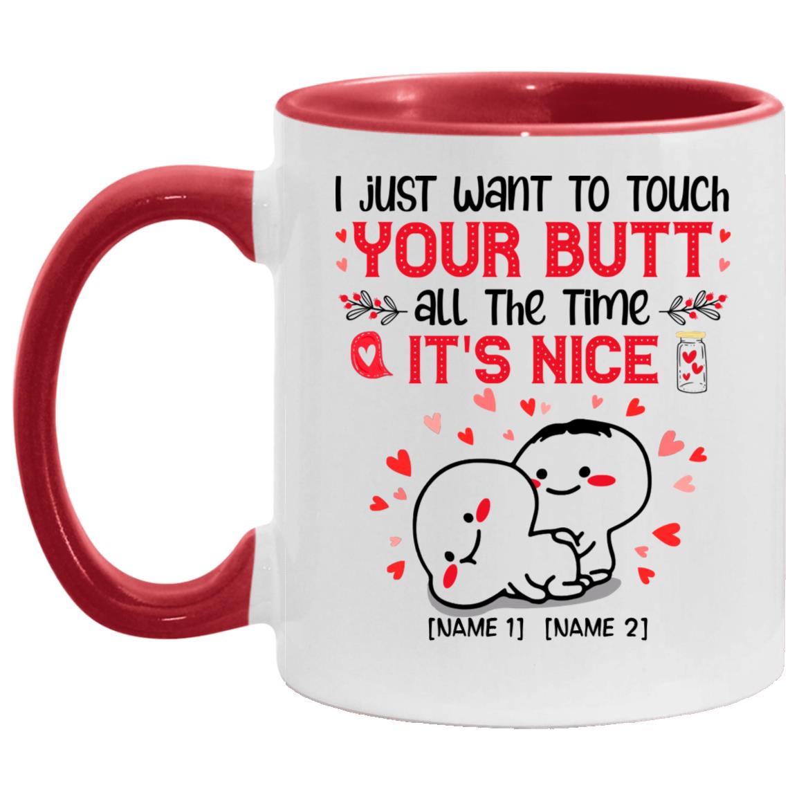 Personalized Accent Mug, White/Red, 11 oz. Accent Mug