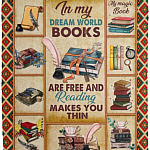 In My Dream World Books Blanket, White, Cozy Plush Fleece Blanket - 50x60