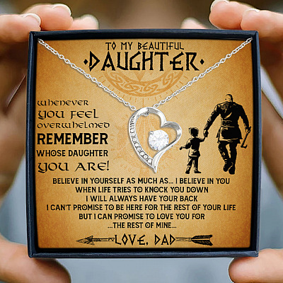 Alternative view of Viking Dad To My Beautiful Daughter Whenever You Feel Overwhelmed Forever Love Pendant Necklace