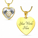 Drag Racing Luxury Heart Pendant Necklace - Racing Flag Necklace Charm - Racing Lover Gifts For Women - Heart Luxury Necklace (Gold Plated)