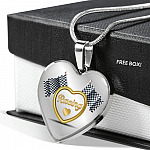 Drag Racing Luxury Heart Pendant Necklace - Racing Flag Necklace Charm - Racing Lover Gifts For Women - Heart Luxury Necklace (Silver)