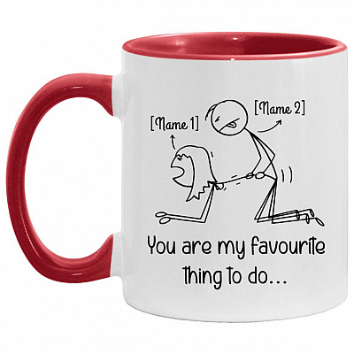 Personalized Accent Mug, White/Red, 11 oz. Accent Mug