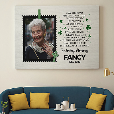 Alternative view of Custom Photo Irish Blessing Sympathy Framed Canvas - May The Road Rise Up To Meet You Unframed Poster