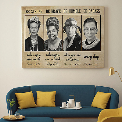 Alternative view of Equals Rights Feminist Empowered Woman Be Strong Be Brave Be Humble Be Badass Canvas Prints - RBG Poster