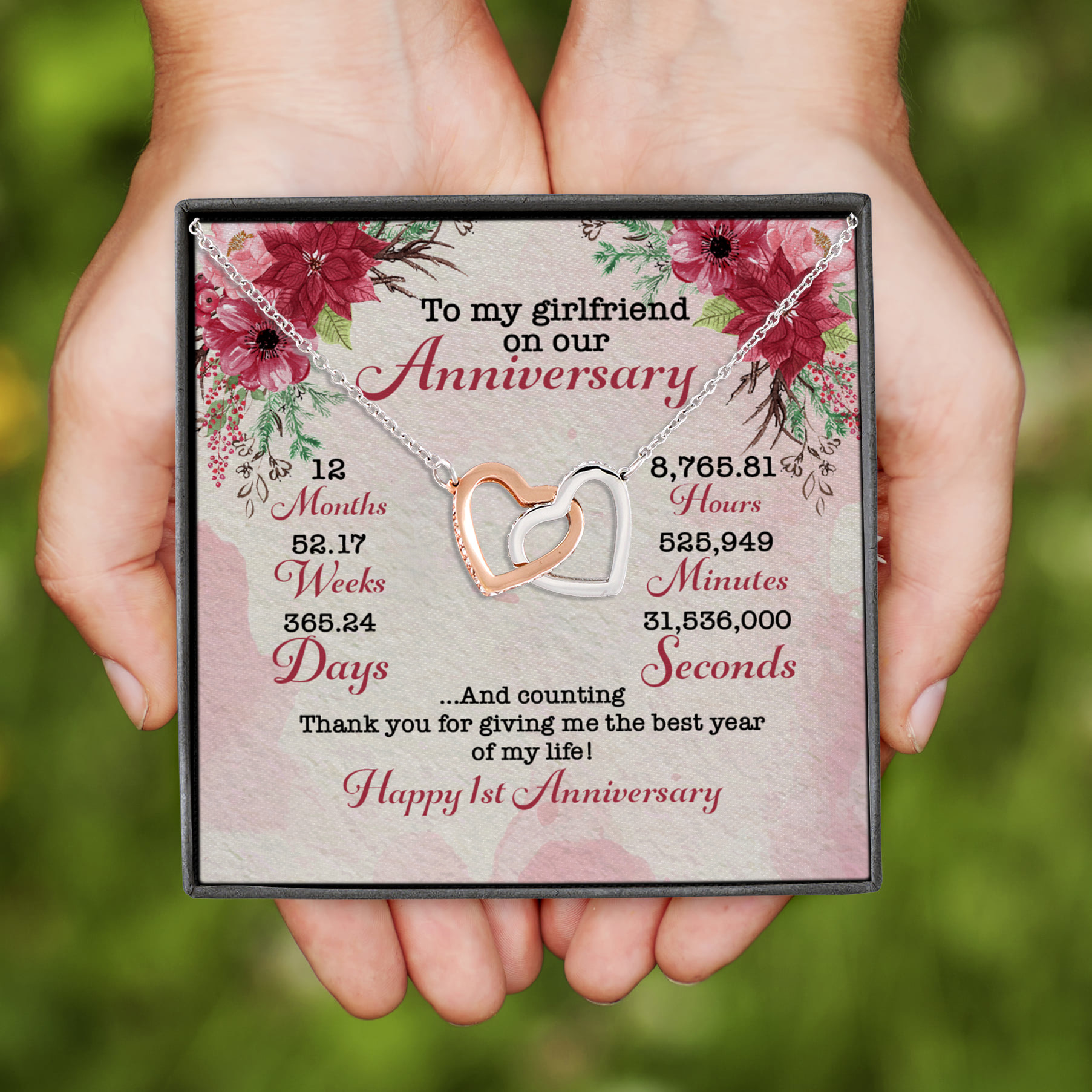 7VT. To My Girlfriend Anniversary Interlocking Hearts Necklace