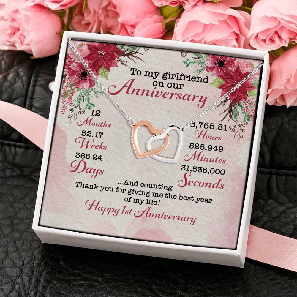 7VT. To My Girlfriend Anniversary Interlocking Hearts Necklace 4