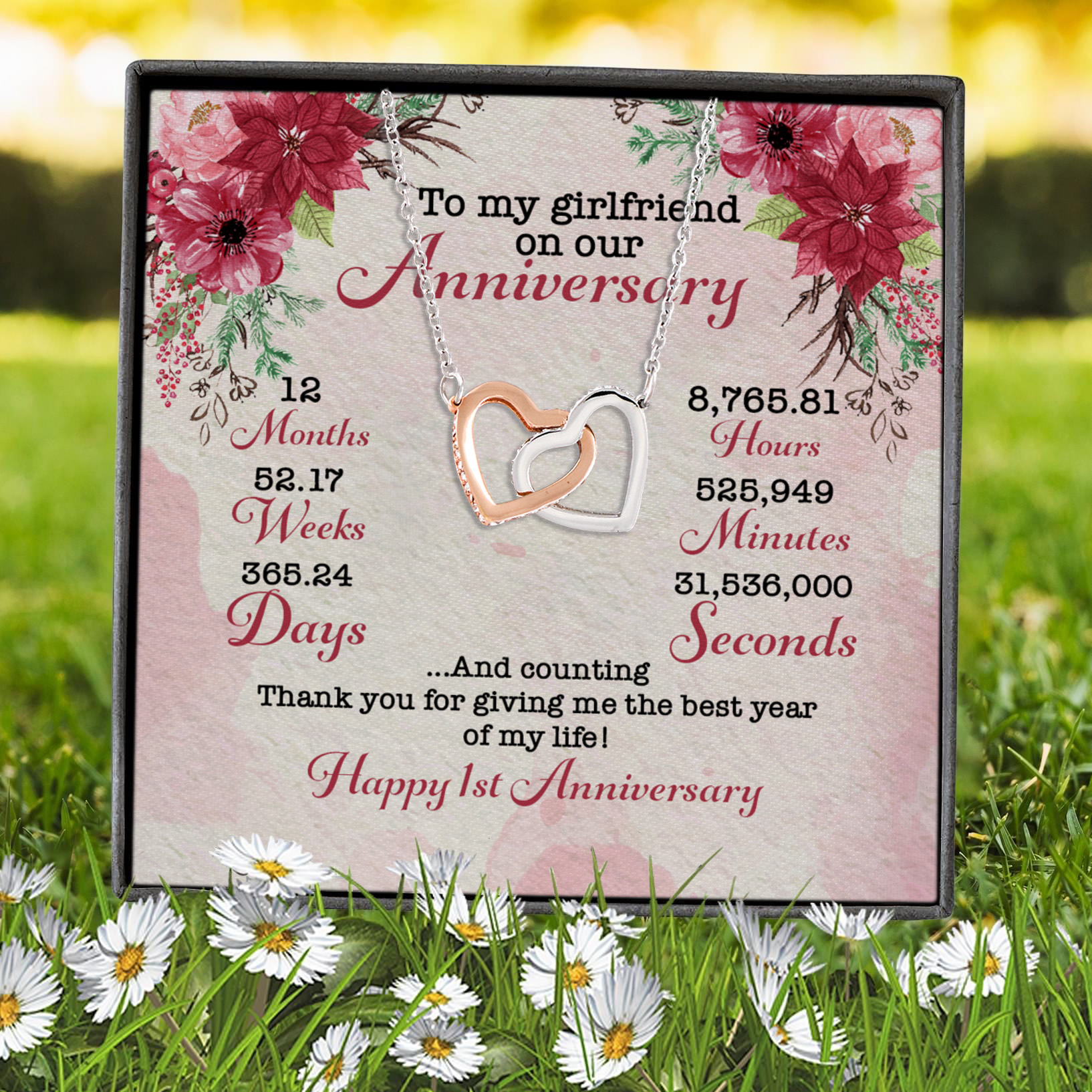 7VT. To My Girlfriend Anniversary Interlocking Hearts Necklace 7