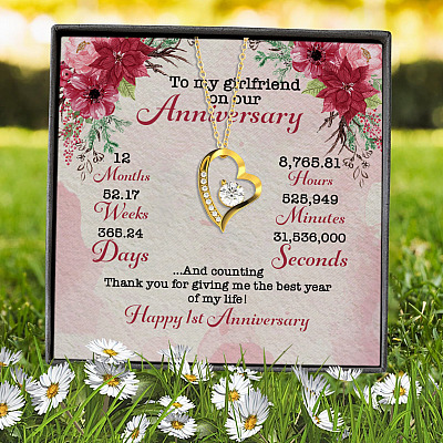 To My Girlfriend On Our Anniversary Thank You For Giving Me The Best Year Of My Life Forever Love Heart Necklace