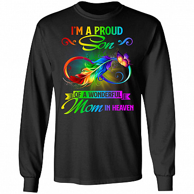 I'm A Proud Son Of A Wonderful Mom Hoodie, Black, Long Sleeve