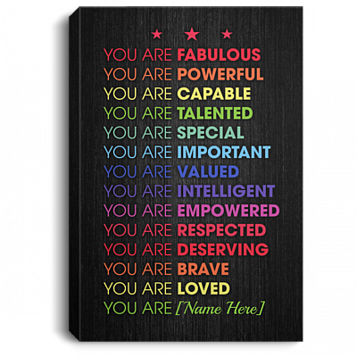 Personalized You Are Fabulous You Are Powerful You Are Capable You Are Talented Canvas Prints - Unframed Poster, White, 0.75'' Framed Canvas