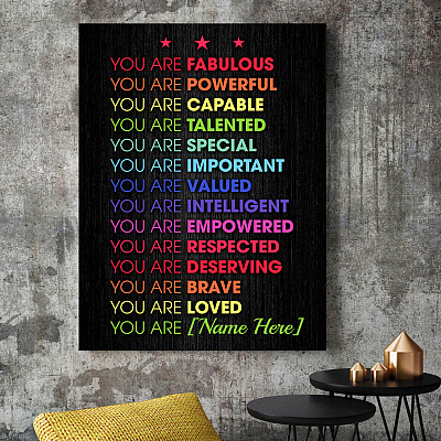 Alternative view of Personalized You Are Fabulous You Are Powerful You Are Capable You Are Talented Canvas Prints - Unframed Poster