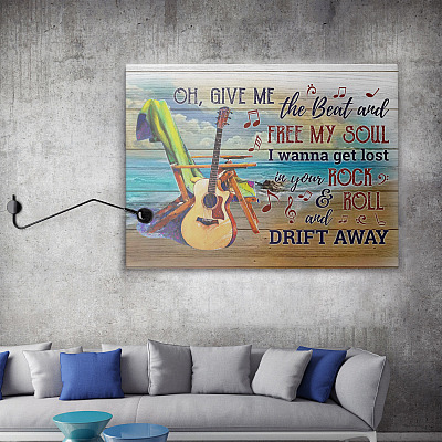 Alternative view of Oh Give Me the Beat and Free My Soul I Wanna Get Lost in Your Rock and Roll Framed Canvas - Unframed Poster
