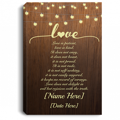 Customized Love Is Patient Gallery Wrapped Framed Canvas Prints - Unframed Poster - Home Decor Wall Art, White, 0.75'' Framed Canvas