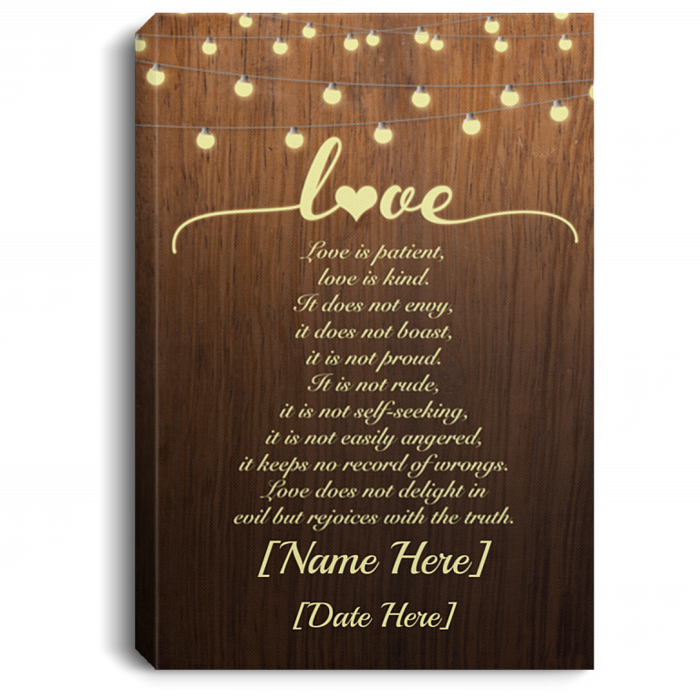 Customized Love Is Patient Gallery Wrapped Framed Canvas Prints - Unframed Poster - Home Decor Wall Art, White, 0.75'' Framed Canvas