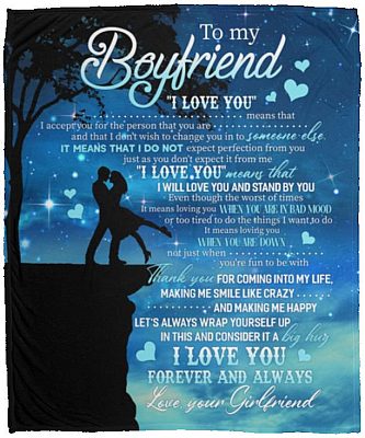 Gift to My Boyfriend, White, Cozy Plush Fleece Blanket - 50x60