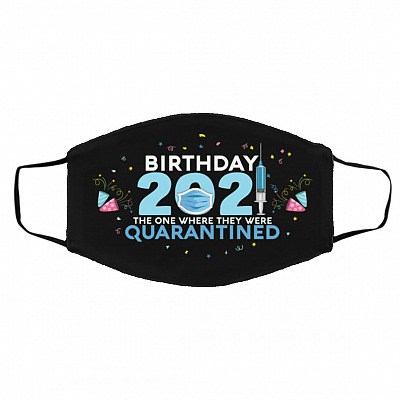 Birthday 2021 The One Where They, Black, Cloth Face Cover – Medium/Large