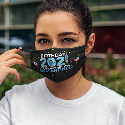 Alternative view of Birthday 2021 The One Where They Were Quarantined Washable Reusable Custom Printed Cloth Face Mask Cover