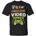 V Shirt, Black, Unisex T-Shirt
