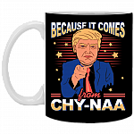 Anti Biden 2020 Not My President Because It Comes from China Ceramic Coffee Mug - Water Bottle, Black, 11 oz. White Mug
