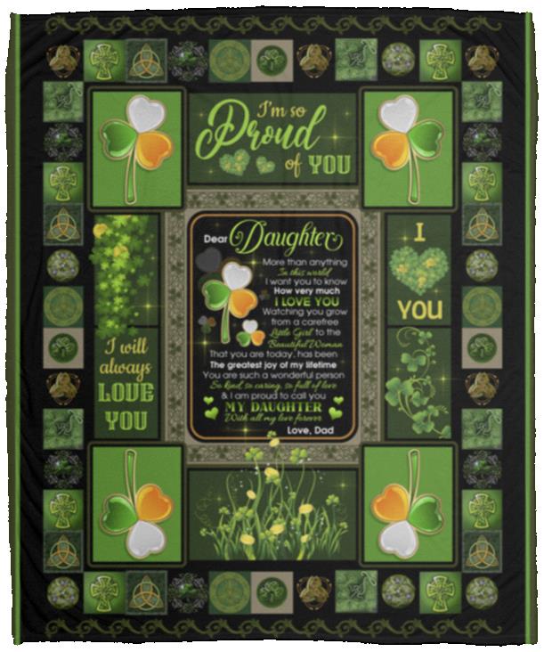 Irish Dad Dear Daughter, White, Cozy Plush Fleece Blanket - 50x60