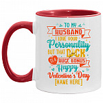 Personalized To My Husband I Love Accent Mug, White/Red, 11 oz. Accent Mug