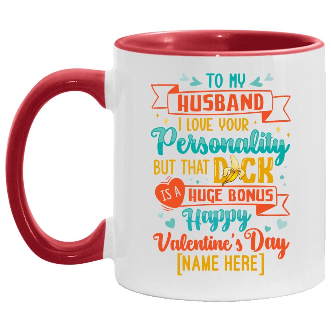 Personalized To My Husband I Love Accent Mug, White/Red, 11 oz. Accent Mug