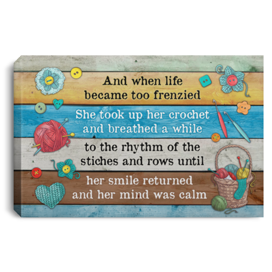 And When Life Became Too Frenzied She Took Up Her Crochet Framed Canvas - Unframed Poster - Crochet Wall Art, White, 0.75'' Framed Canvas And When Life Became Too Frenzied She Took Up Her Crochet Framed Canvas - Unframed Poster - Crochet Wall Art, White, 0.75'' Framed Canvas