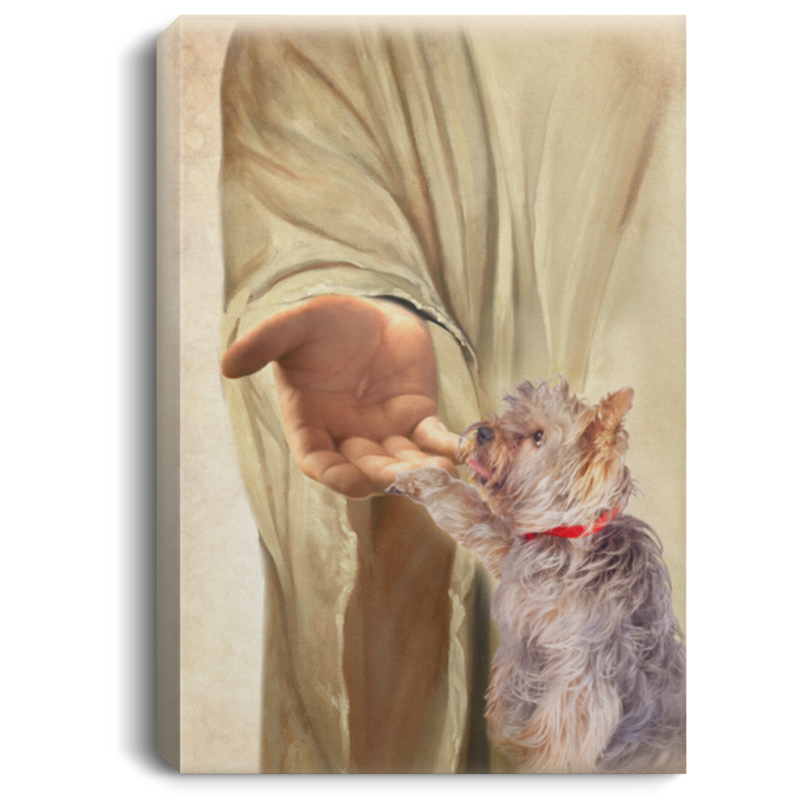 Yorkshire Terrier Take My Hand Jesus Gallery Wrapped Framed Canvas Prints - Dog Memorial Poster - Home Decor, White, 0.75'' Framed Canvas Yorkshire Terrier Take My Hand Jesus Gallery Wrapped Framed Canvas Prints - Dog Memorial Poster - Home Decor, White, 0.75'' Framed Canvas