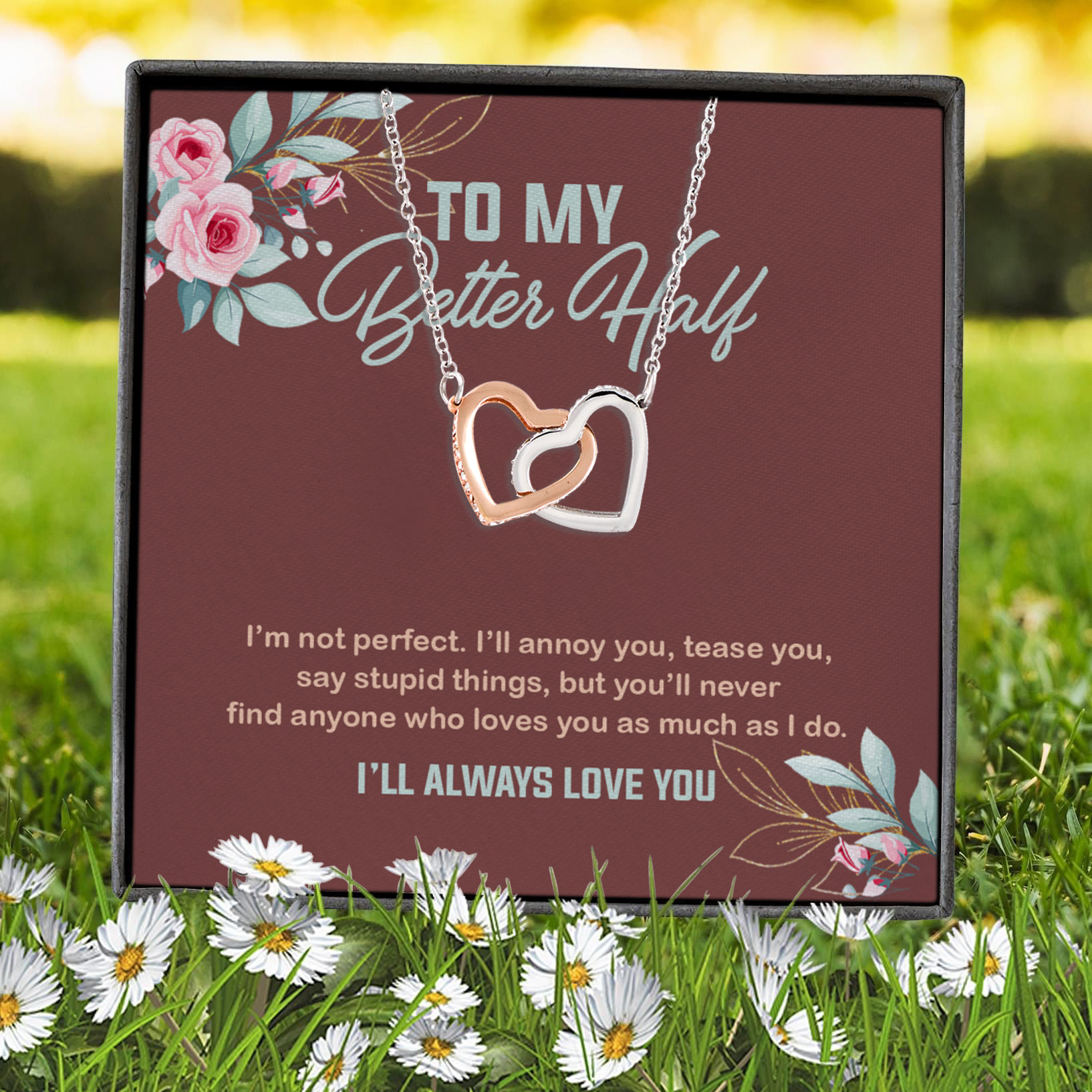 4VT. To My Better Half I'm Not Perfect Interlocking Hearts Necklace 7