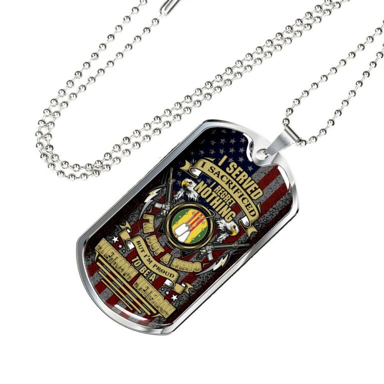 I Served I Sacrificed I Regret Nothing I'm Not A Hero But I'm Proud To Be A Vietnam Veteran Dog Tag Pendant Necklace - Dog Tag (Silver)