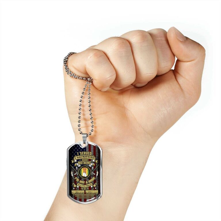 I Served I Sacrificed I Regret Nothing I'm Not A Hero But I'm Proud To Be A Vietnam Veteran Dog Tag Pendant Necklace - Dog Tag (Silver)