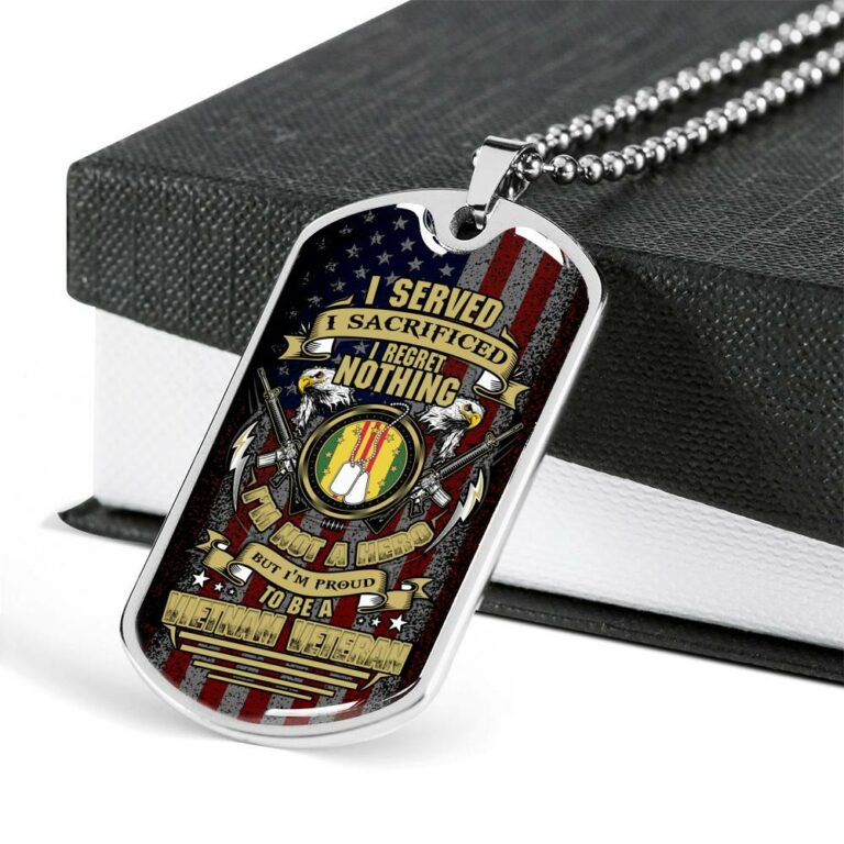 I Served I Sacrificed I Regret Nothing I'm Not A Hero But I'm Proud To Be A Vietnam Veteran Dog Tag Pendant Necklace - Dog Tag (Silver)